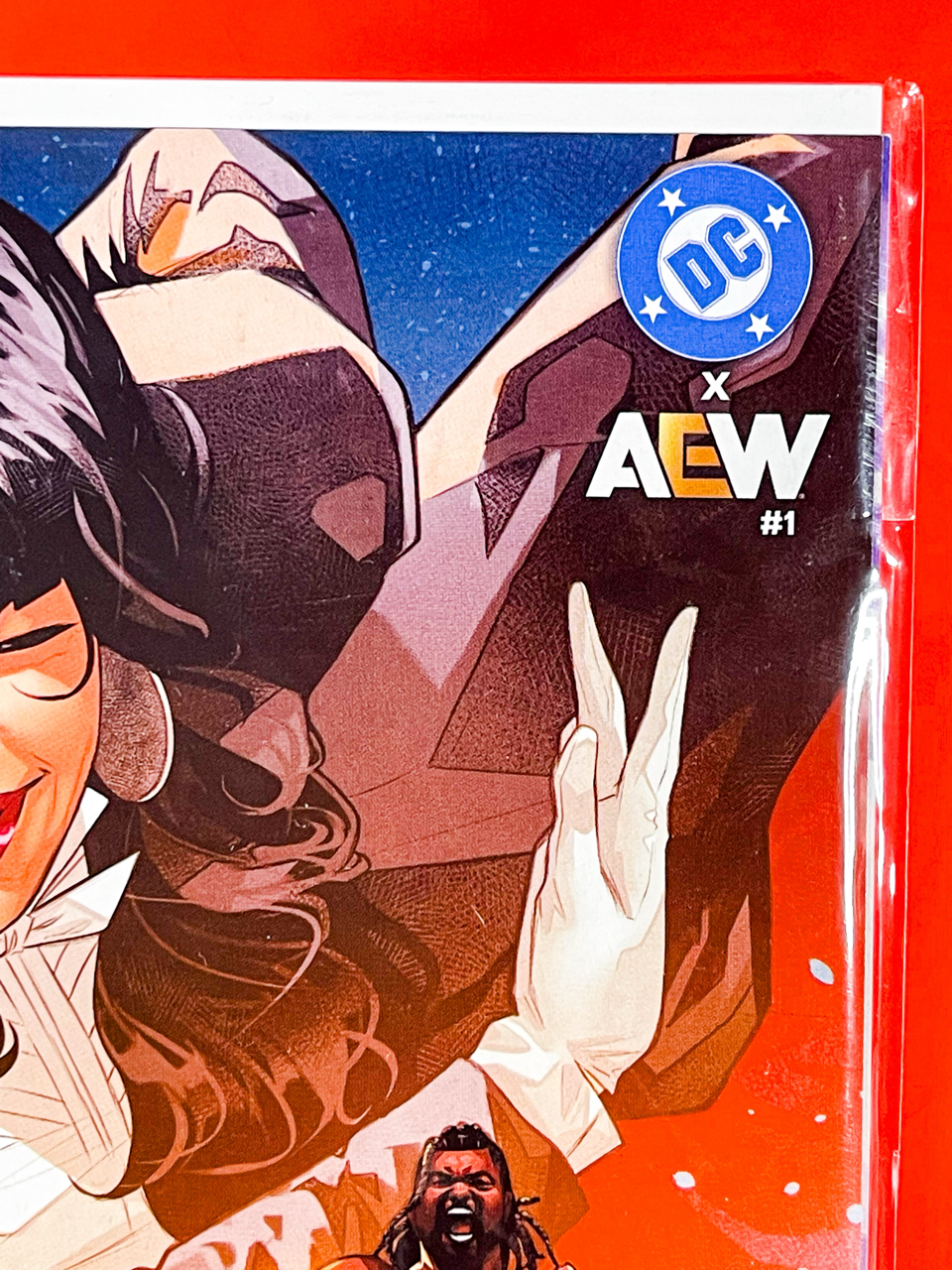 Top right corner of DC x AEW #1 | Edwin Galmon Cover