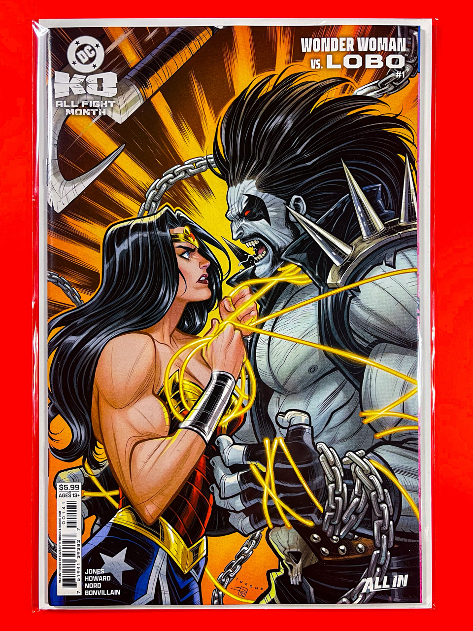 Main Cover of DC K.O Wonder Woman vs. Lobo #1 | Eddy Barrows & Eber Ferreira & Arif Prianto Cover