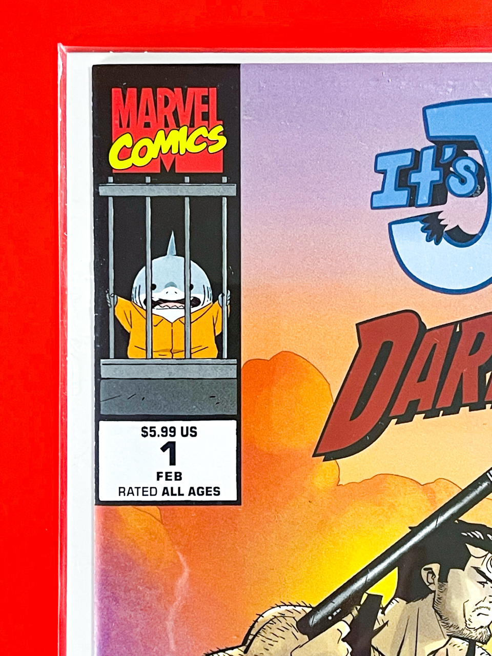 Top left corner of It's Jeff Meets Daredevil #1 | Daniele Di Nicuolo Cover