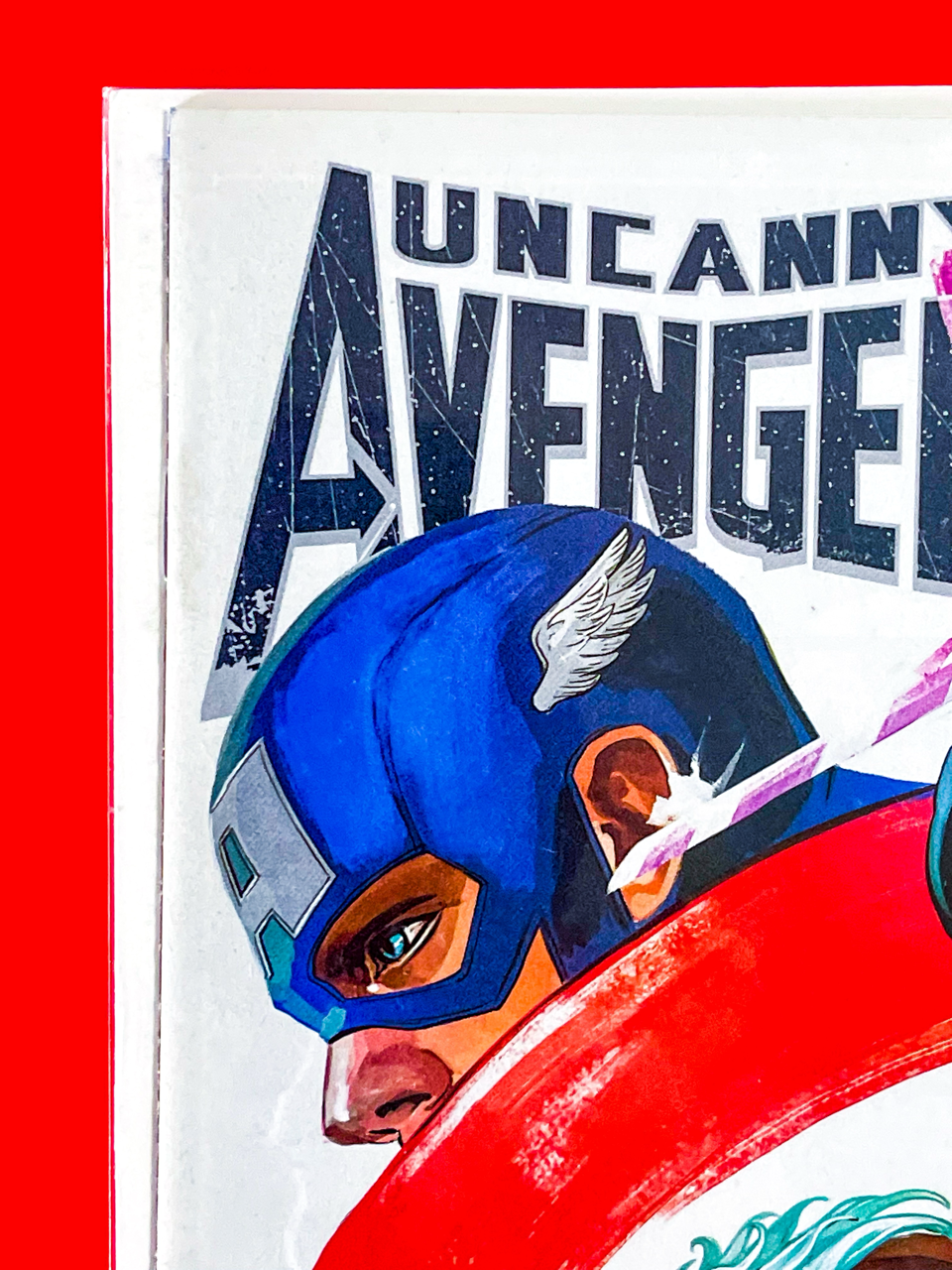 Top left corner of Uncanny Avengers #5 | Stephanie Hans Cover