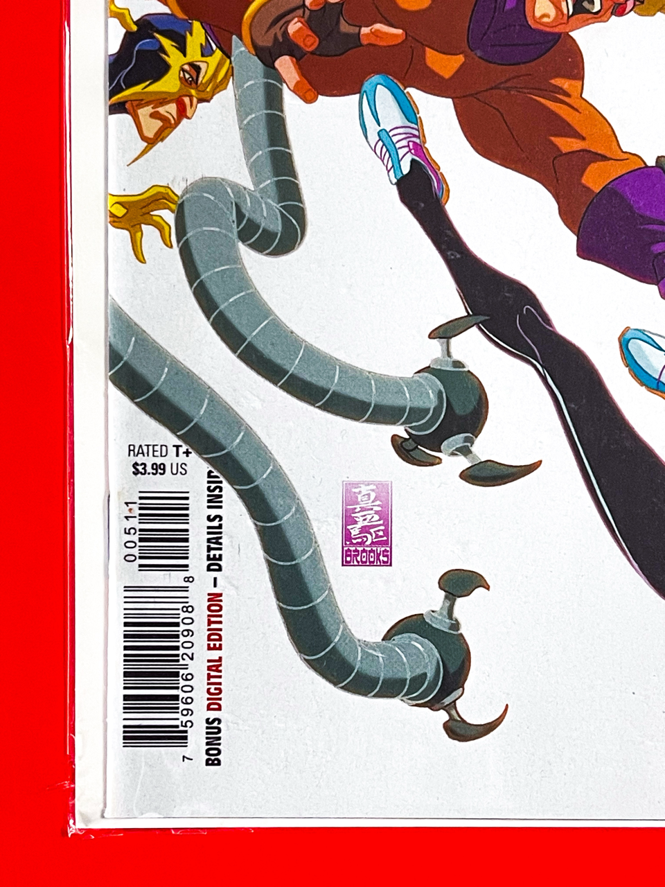 Bottom left corner of Spider-Gwen: Ghost Spider #5 | Mark Brooks Cover