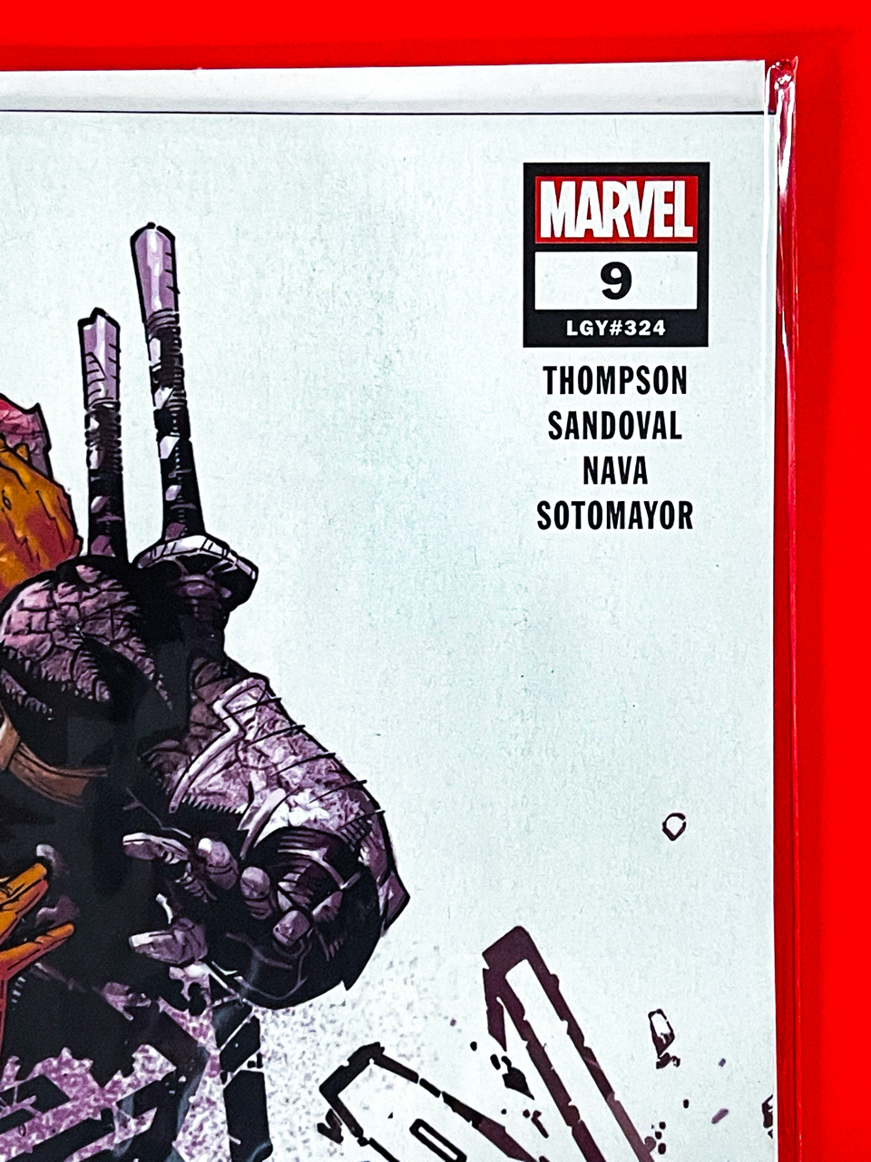 Top right corner of Deadpool #9 | Chris Bachalo Cover