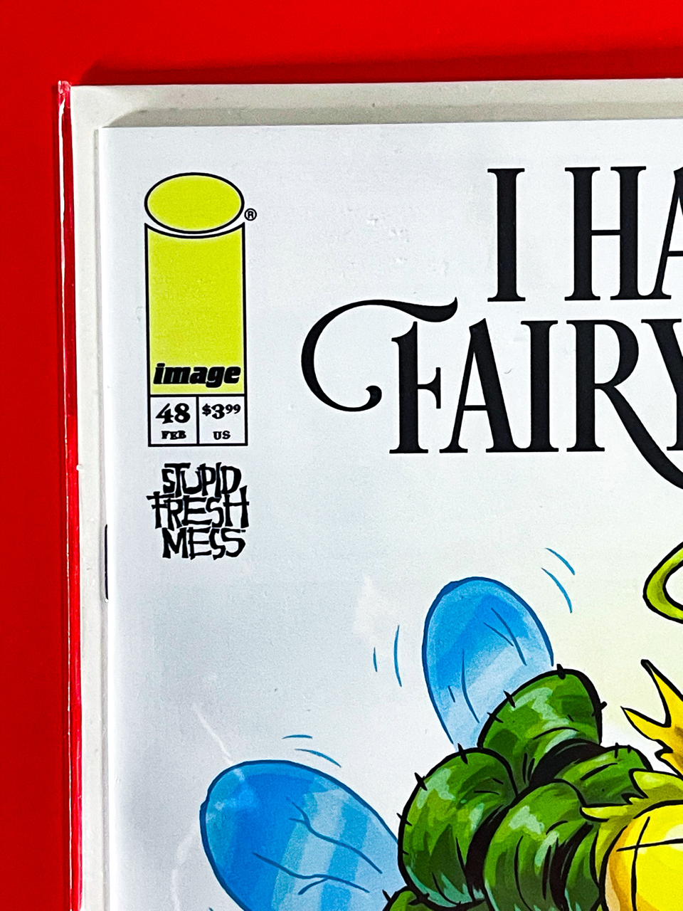 Top left corner of I Hate Fairyland #48 | Derek Laufman Cover
