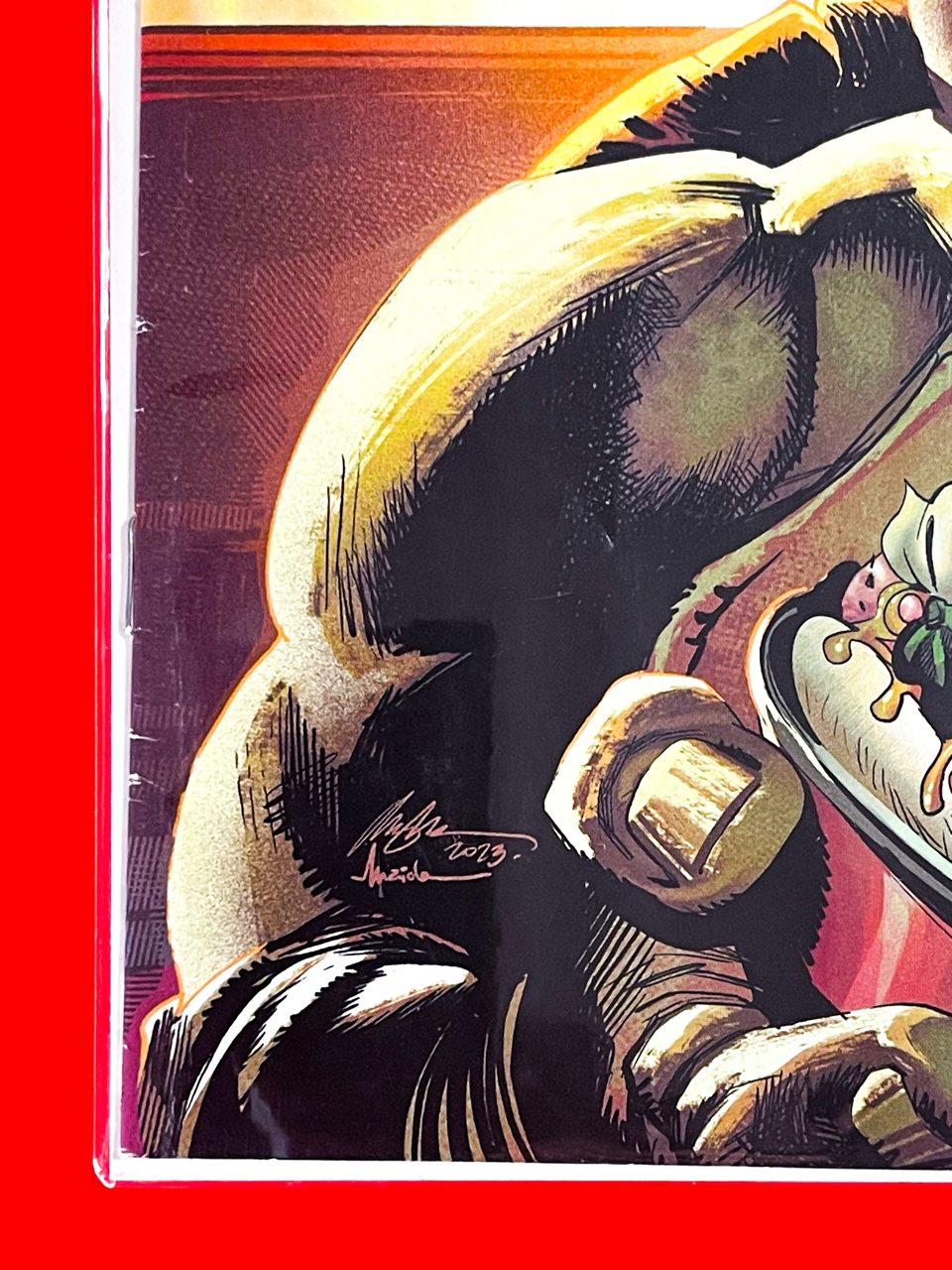 Bottom left corner of Teenage Mutant Ninja Turtles x Stranger Things #3 | Rafael Albuquerque Cover