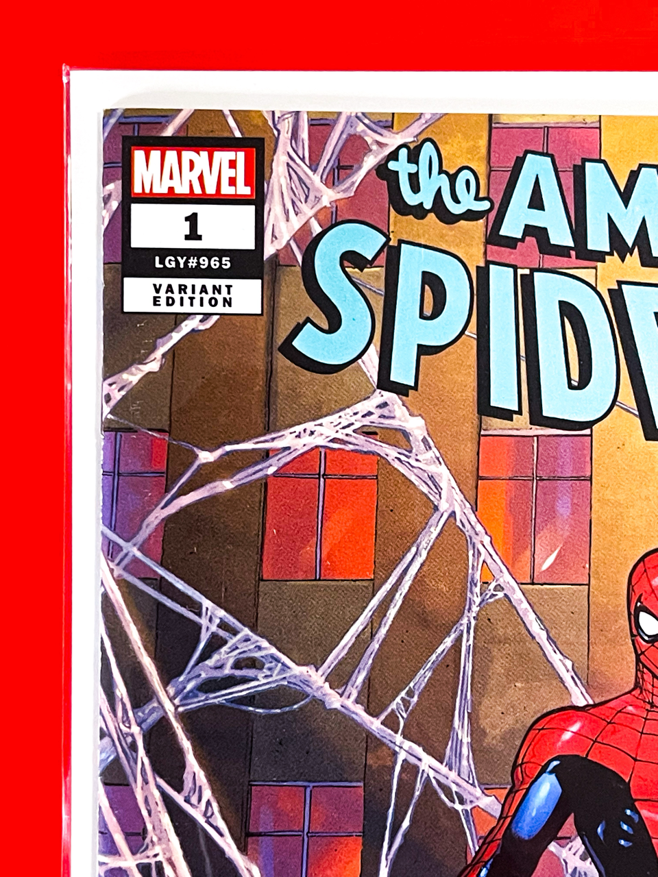 Top left corner of The Amazing Spider-Man #1 | David Marquez Cover