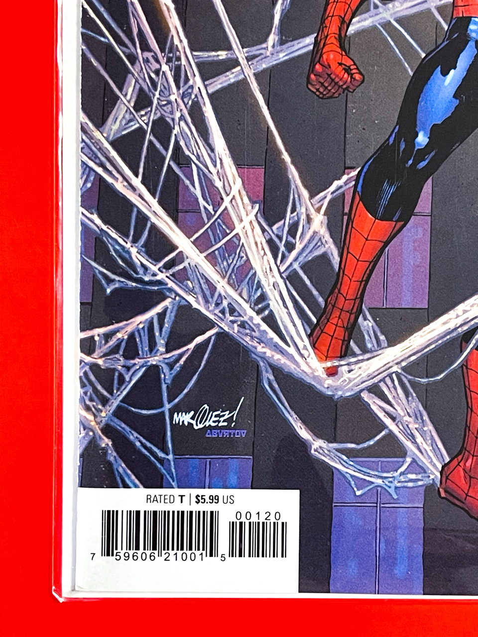 Bottom left corner of The Amazing Spider-Man #1 | David Marquez Cover