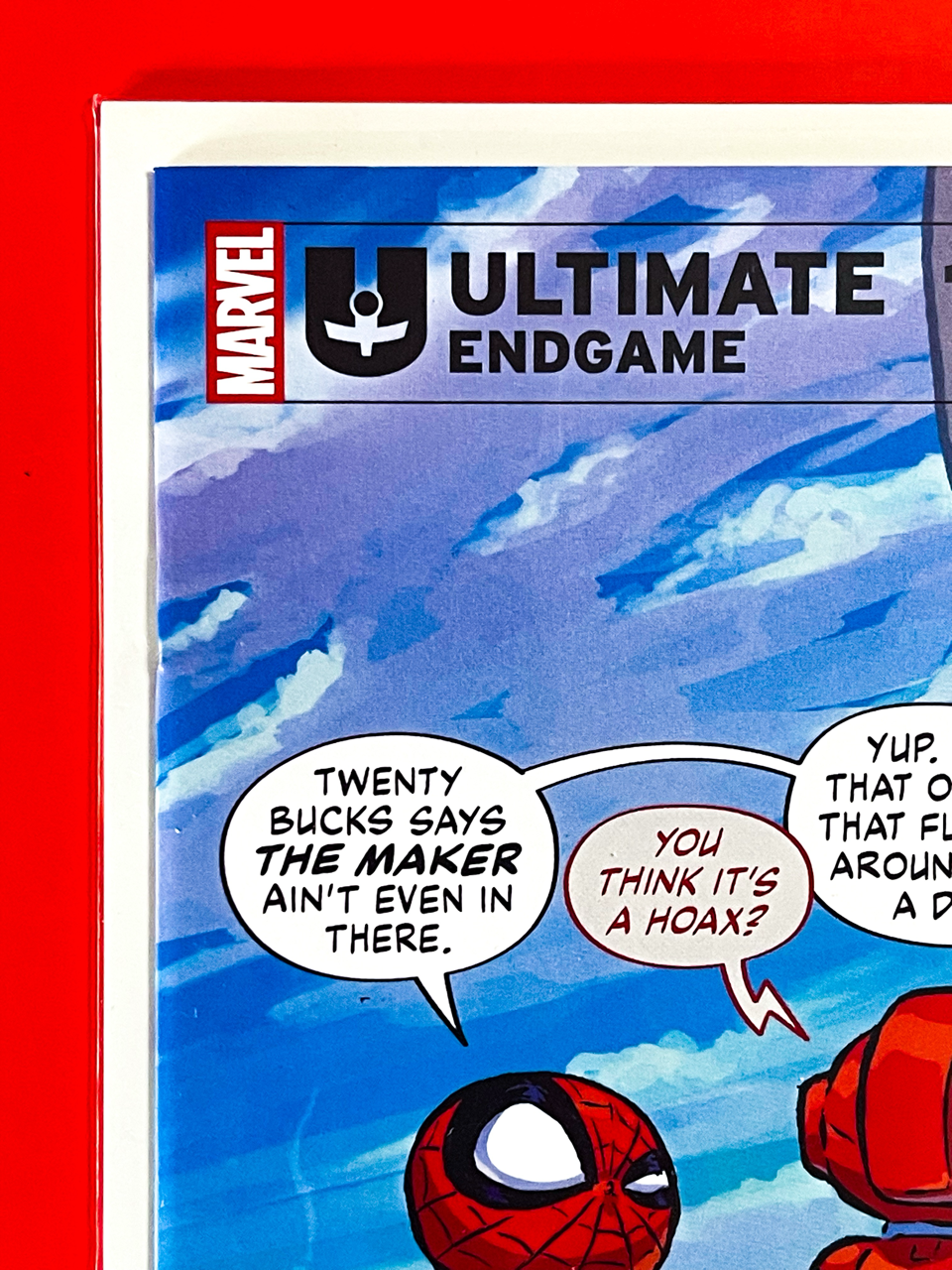 Top left corner of Ultimate Endgame #1 | Skottie Young Cover