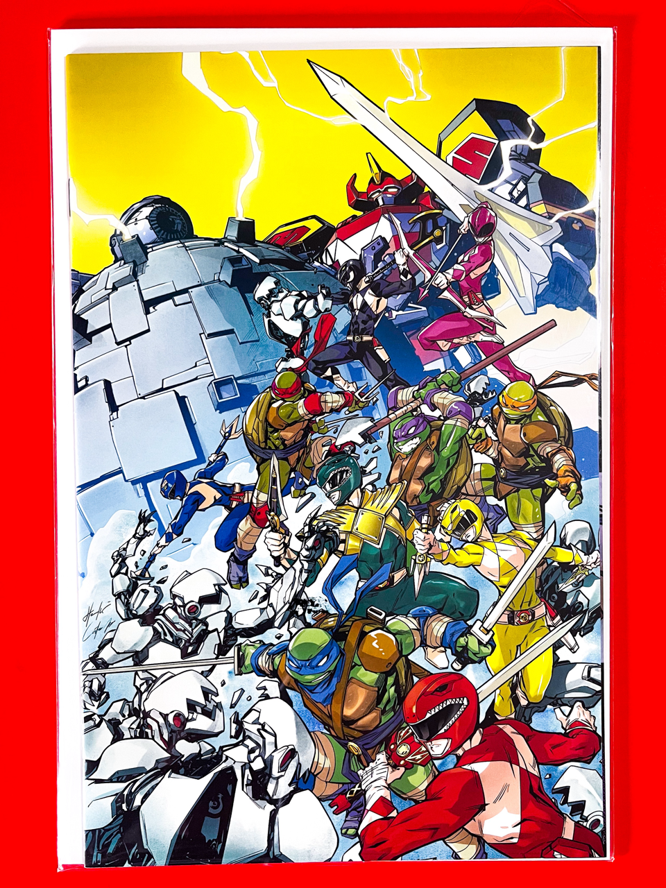 Main Cover of Mighty Morphin Power Rangers & Teenage Mutant Ninja Turtles III #4 | Hendry Prasetya Cover