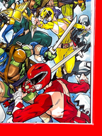 Bottom right corner of Mighty Morphin Power Rangers & Teenage Mutant Ninja Turtles III #4 | Hendry Prasetya Cover