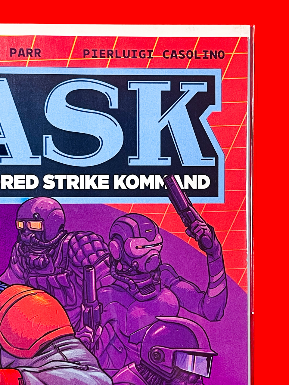 Top right corner of M.A.S.K #1 | Pye Parr Cover