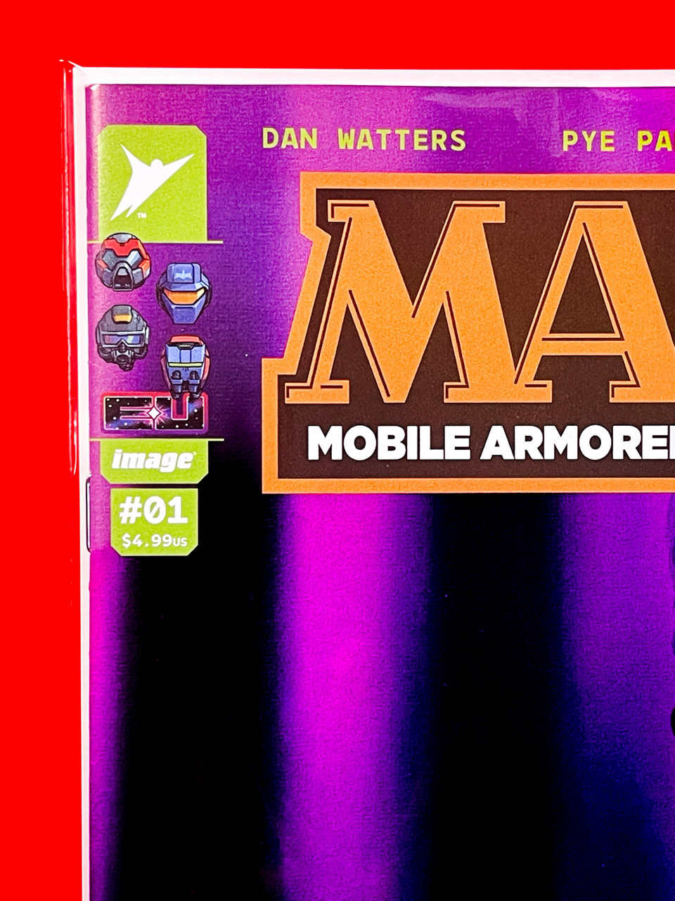 Top left corner of M.A.S.K #1 | Mark Spears Cover