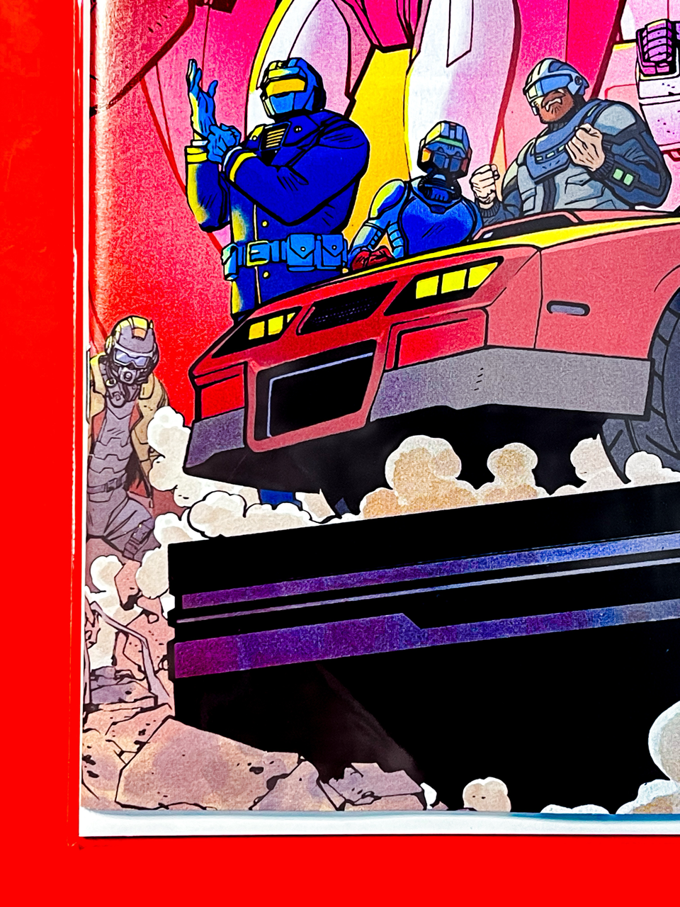 Bottom left corner of M.A.S.K #1 | Tom Reilly & Adriano Lucas Cover