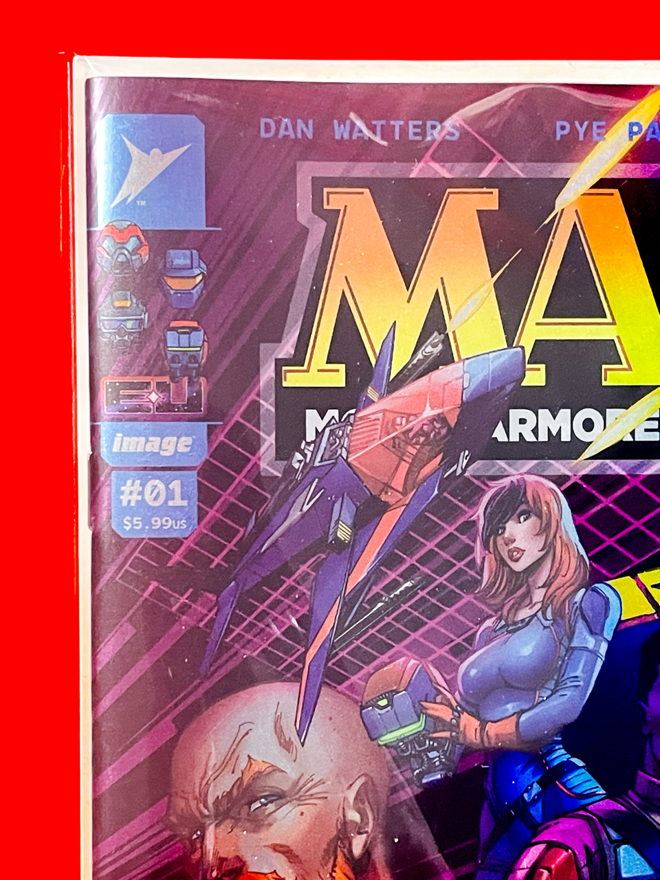 Top left corner of M.A.S.K #1 | J. Scott Campbell & Sabine Rich Cover