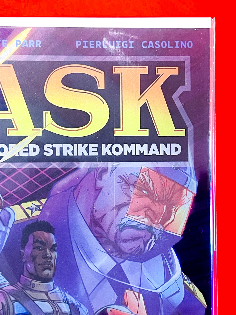 Top right corner of M.A.S.K #1 | J. Scott Campbell & Sabine Rich Cover