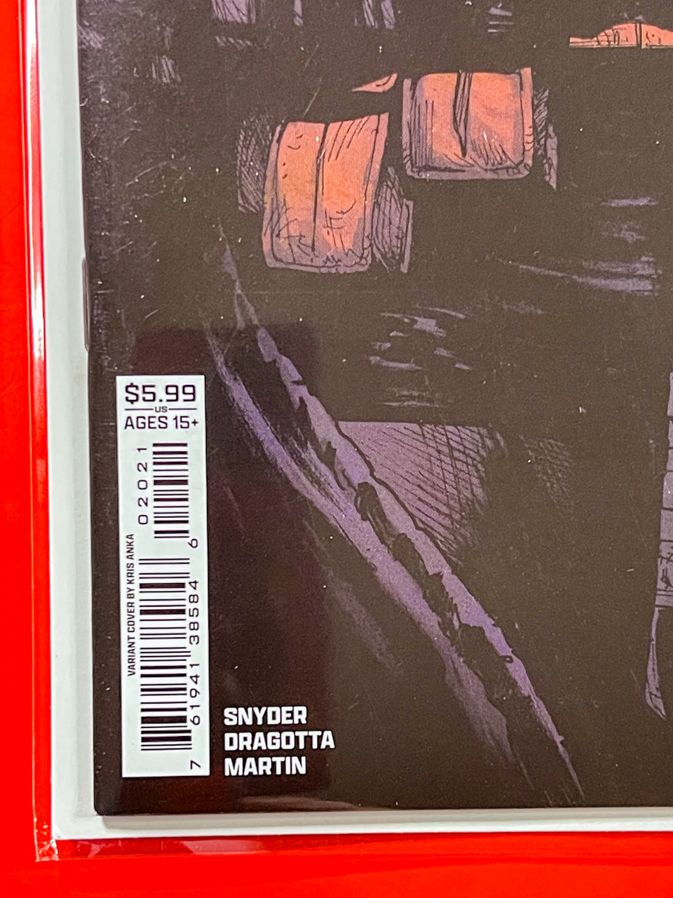 Bottom left corner of Absolute Batman #20 | Nick Dragotta & Frank Martin Cover
