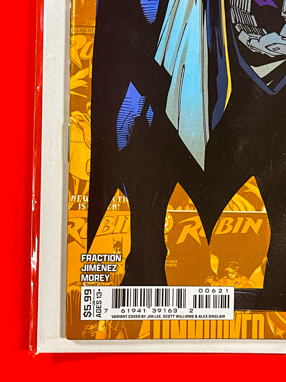 Bottom left corner of Batman #6 | Jim Lee & Scott Williams & Alex Sinclair Cover