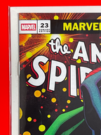Top left corner of The Amazing Spider-Man #23 | Mike McKone Cover