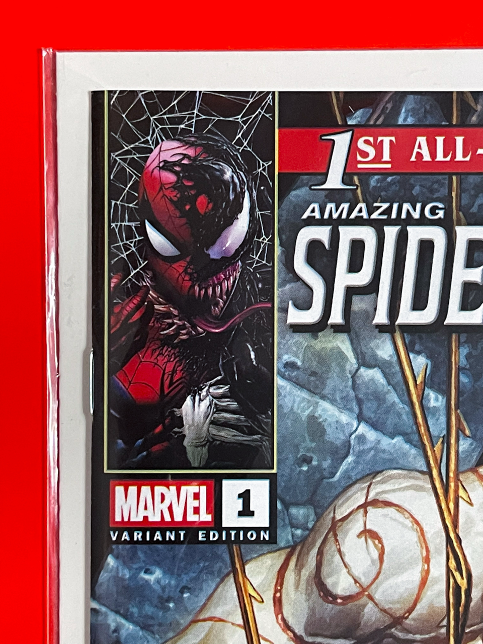 Top left corner of The Amazing Spider-Man & Venom: Death Spiral #1 | Mico Suayan Cover