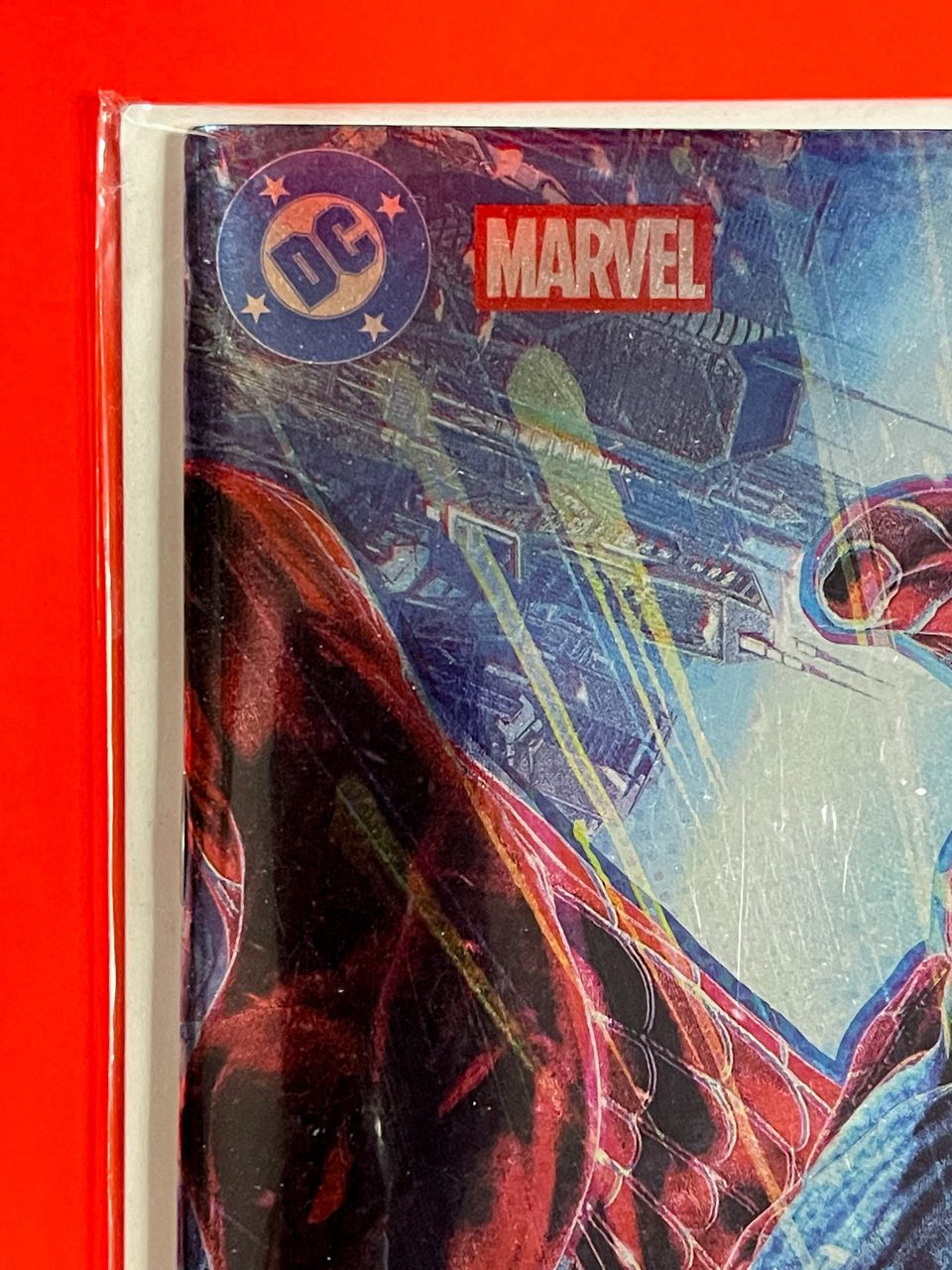 Top left corner of Superman & Spider-Man #1 | John Giang Cover