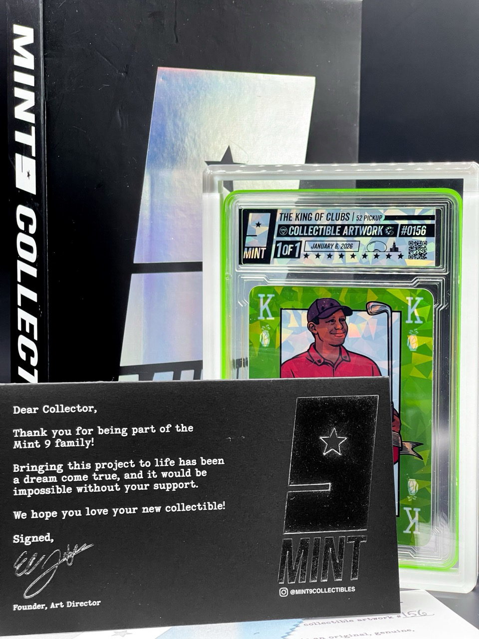 MINT 9 Collectibles - 52 Pickup Series - King of Clubs Tiger Woods - Crystal Variant Art Piece - #0156 - Limited to 6 Variants