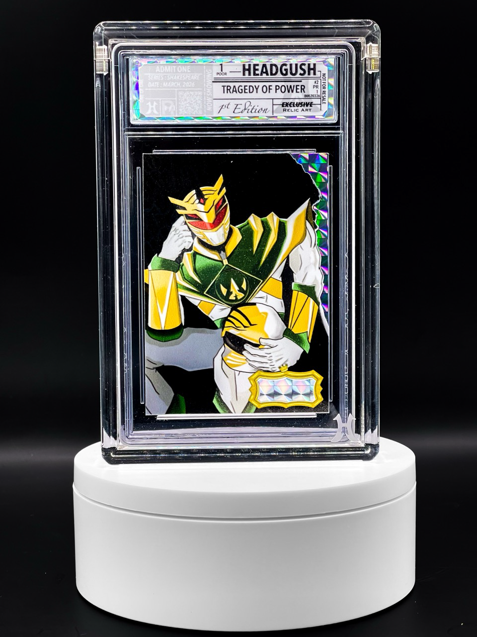 Headgush - Tragedy of Power - 1/1 ALPHA Variant - #26 - White Power Ranger Homage Art Card