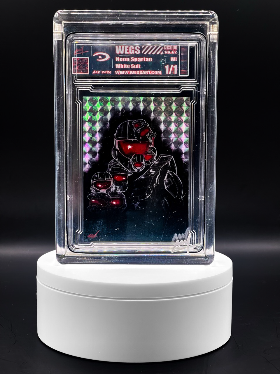Wegs Art - Neon Spartan - White Suit - Holo Diamond Variation - Design 62 - Halo