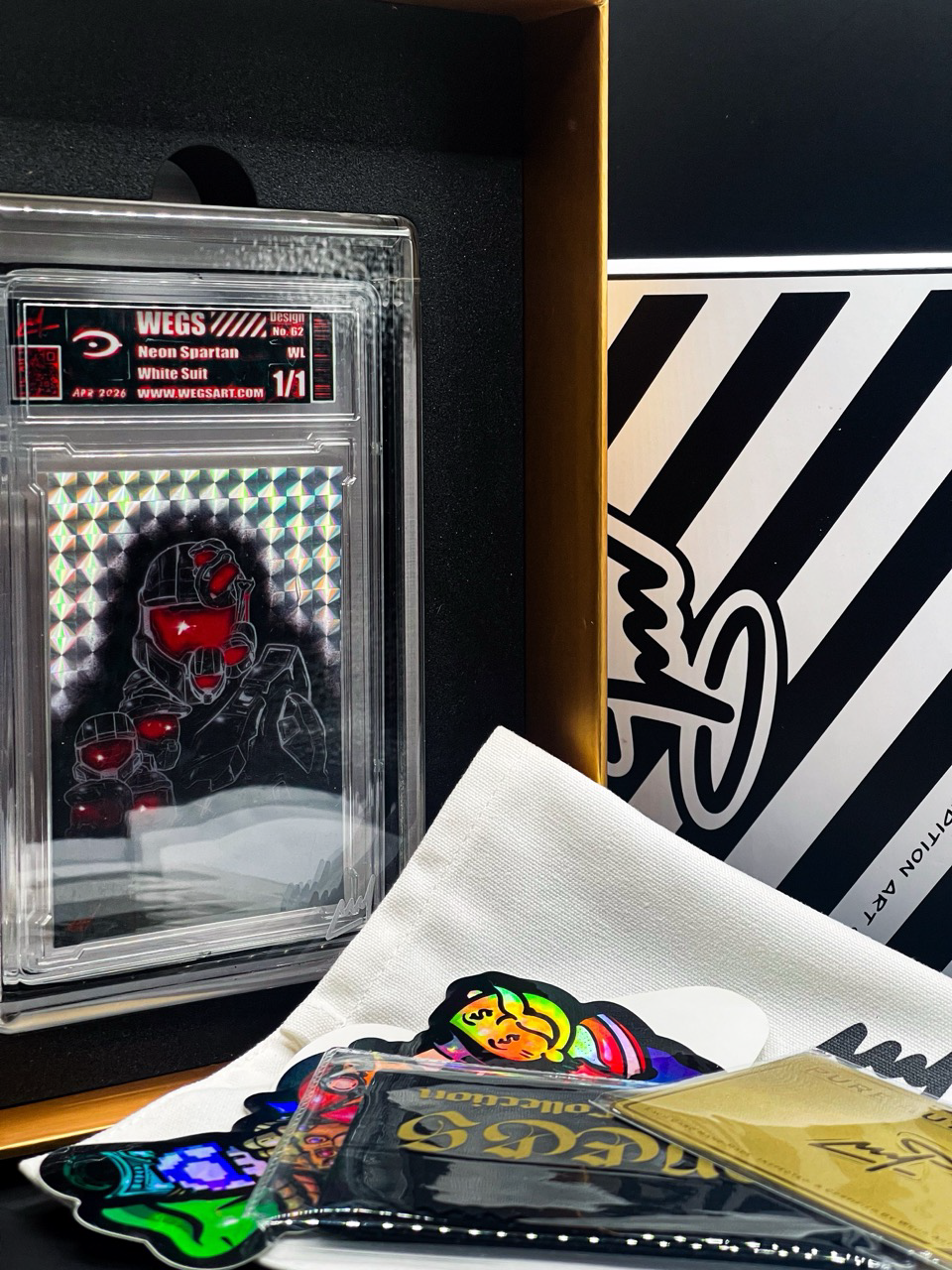 Wegs Art - Neon Spartan - White Suit - Holo Diamond Variation - Design 62 - Halo