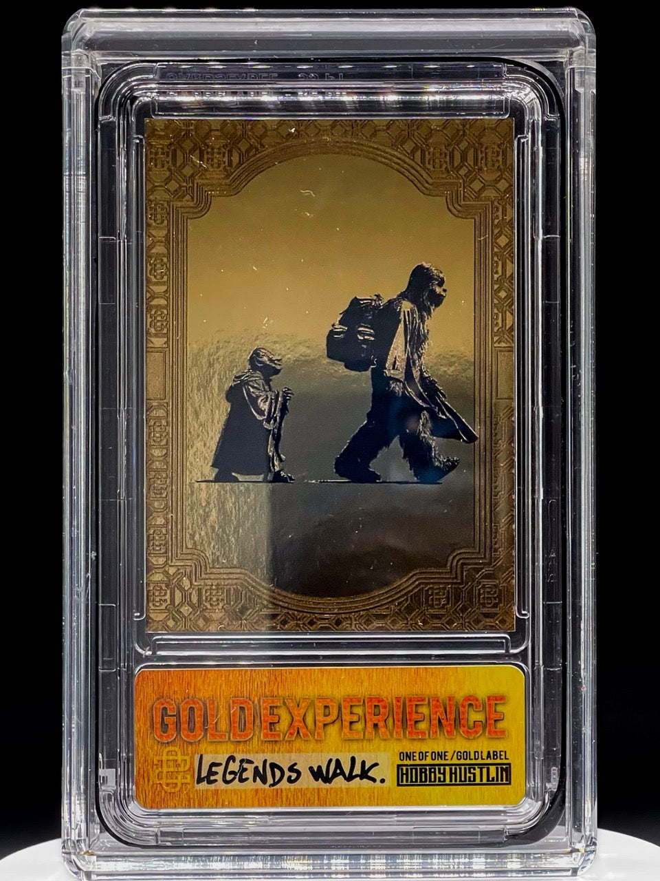 Zetaw - Gold Experiance - Legends Walk - 1/1 Gold Label Variant- Hobby Hustlin - Yoda and Chewbacca Homage Art Card
