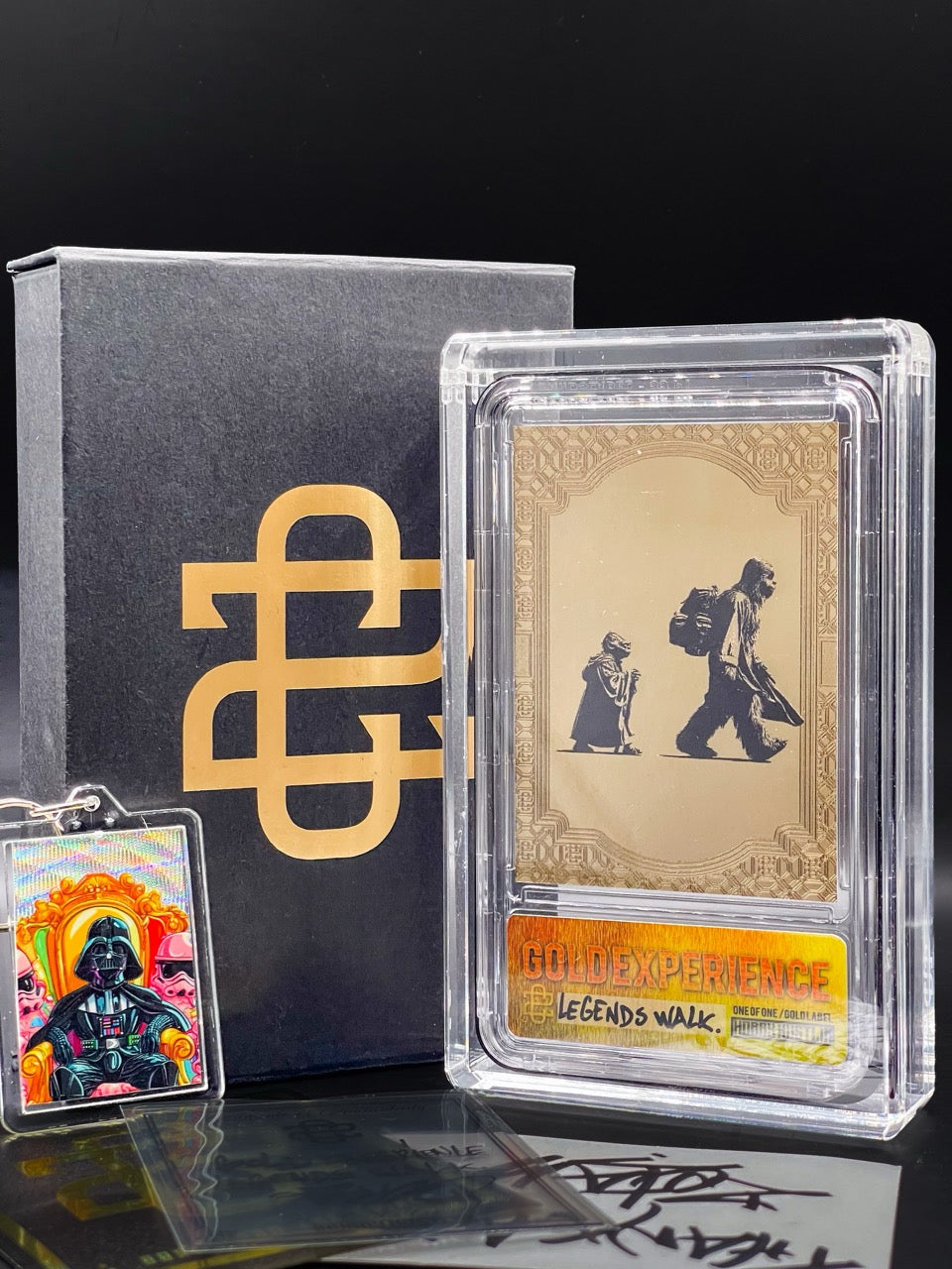 Zetaw - Gold Experiance - Legends Walk - 1/1 Gold Label Variant- Hobby Hustlin - Yoda and Chewbacca Homage Art Card