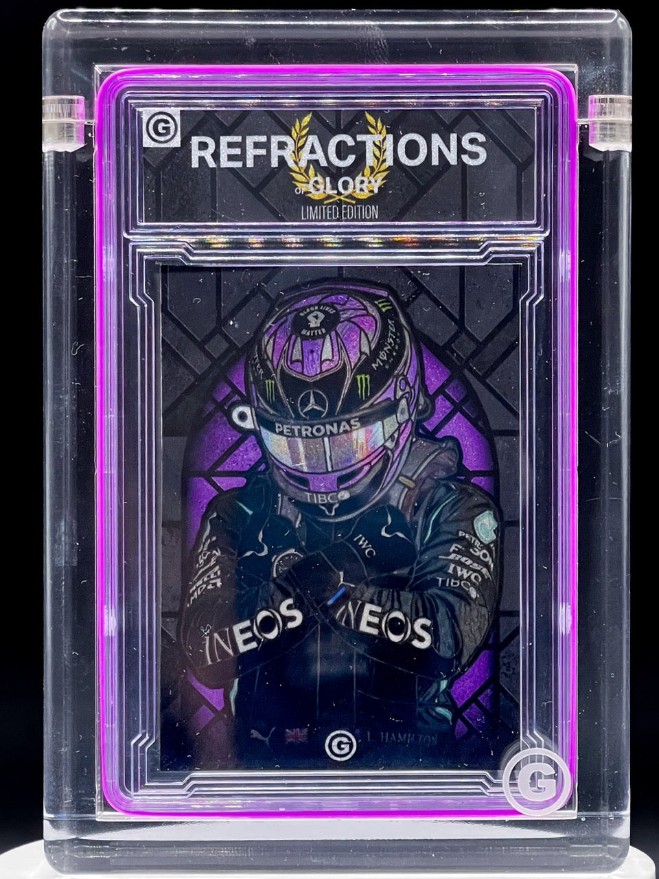 GRID LOCK - Limited Edition Stained Variant 7/15 - Refractions of Glory - Lewis Hamilton Art Card #ROG-1