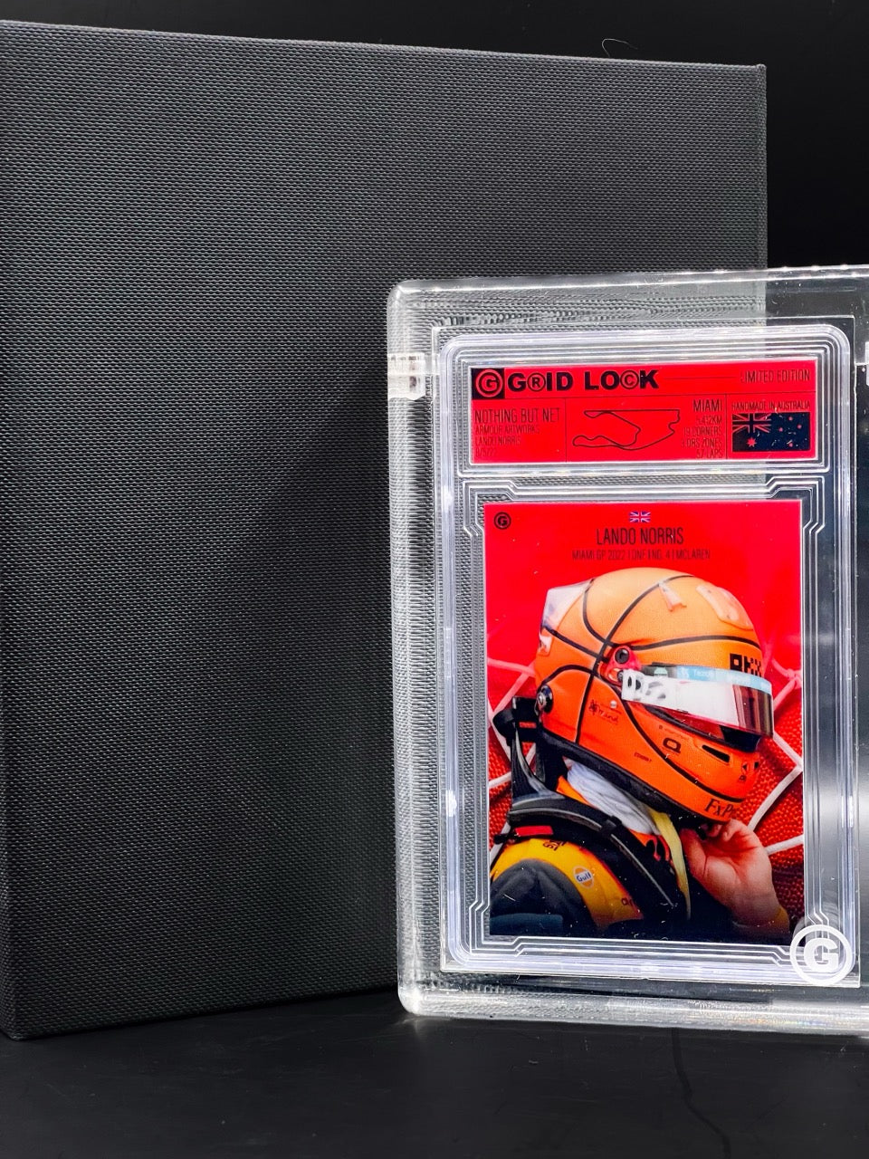GRID LOCK - Ruby 5/5 Omega - Nothing but net - Lando Norris Art Card #AA-13