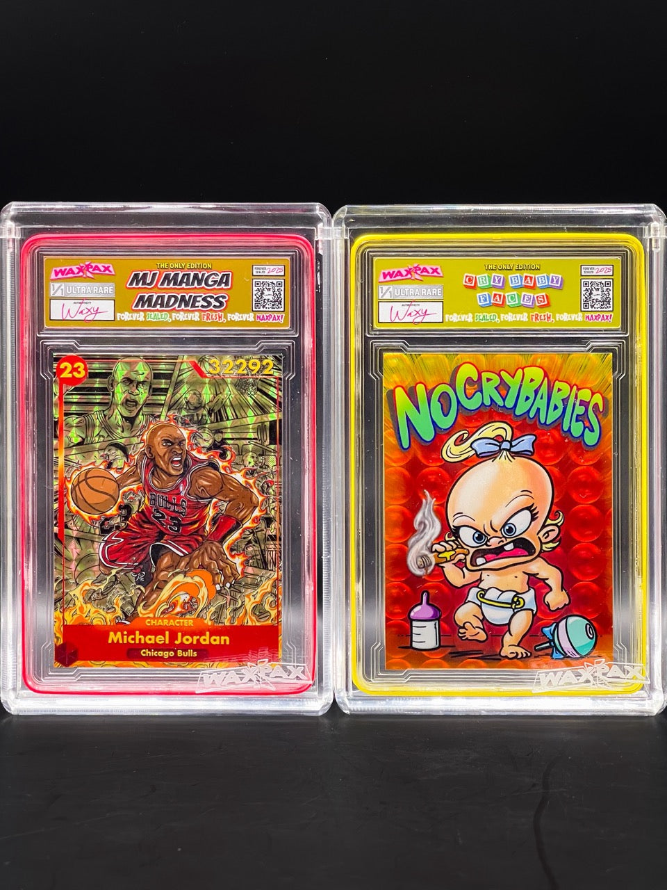 WaxPax - Art Card Duo - MJ Manga Madness - Cry Baby Faces- Ultra Rare Variants - Michael Jordan Homage