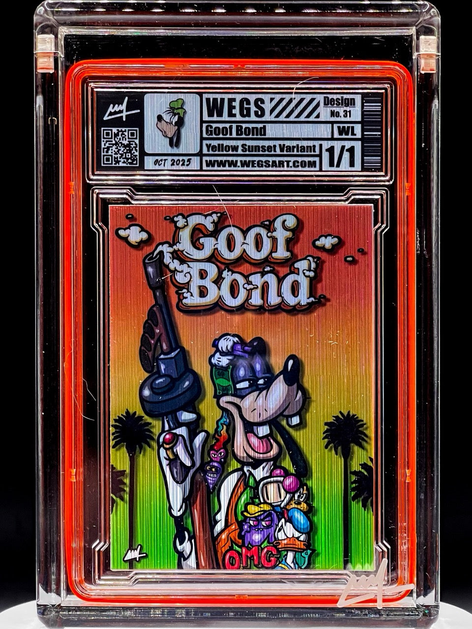 Wegs Art - Goof Bond - Holo Brushed- Yellow Sunset Variant - Design 31 - Goofy