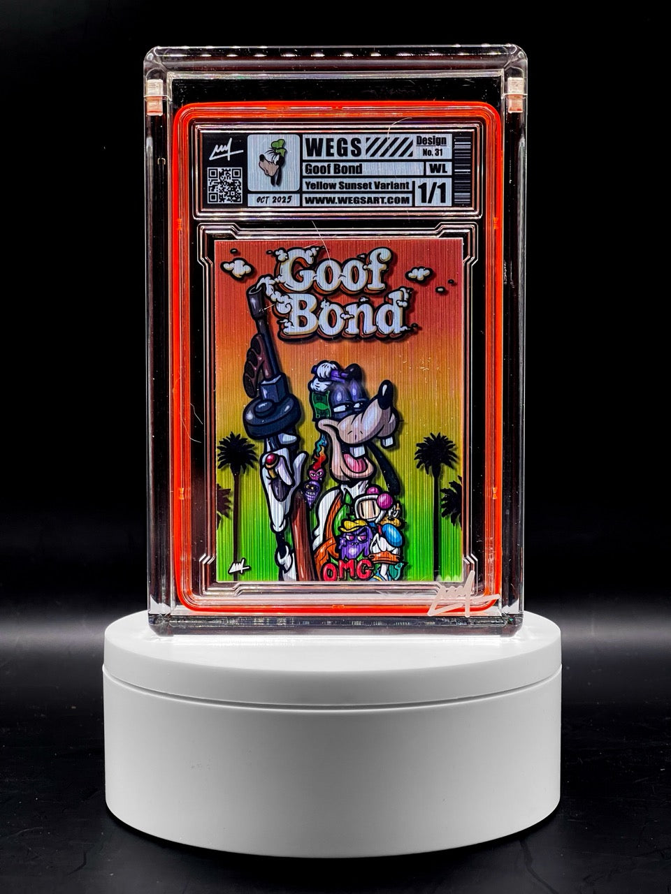 Wegs Art - Goof Bond - Holo Brushed- Yellow Sunset Variant - Design 31 - Goofy