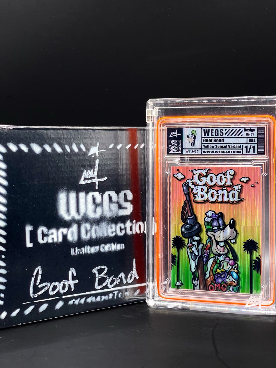 Wegs Art - Goof Bond - Holo Brushed- Yellow Sunset Variant - Design 31 - Goofy