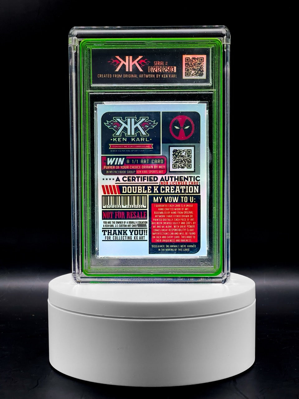 Ken Karl Sports Art - FREDPOOL - The MERC with a Mic! 1:1 Radioactive Variant Art Piece - Deadpool/Freddie Mercury Homage